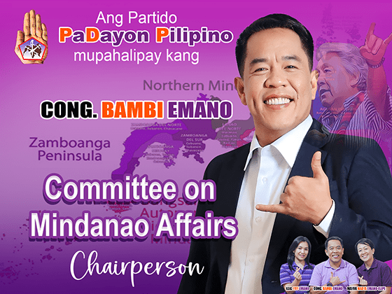 CONG. BAMBI EMANO BAG-ONG CHAIRMAN SA COMMITEE ON MINDANAO AFFAIRS SA KONGRESO 1 - Padayon Pilipino| padayn.com.ph mindanao affairs - Padayon Pilipino | padayn.com.ph